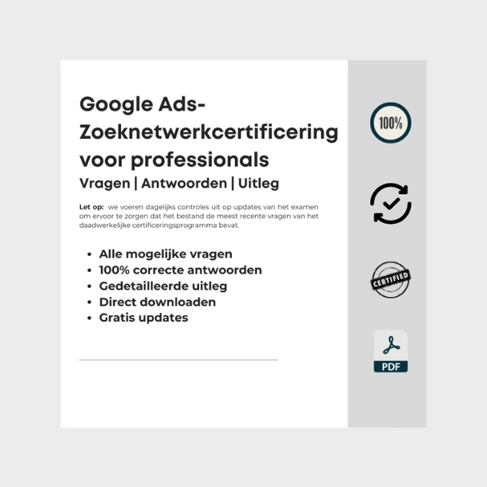 Afbeelding met omslag van e-boek getiteld Google Ads-Zoeknetwerkcertificering voor professionals